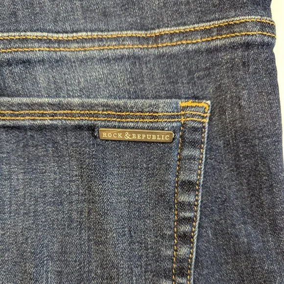 Rock & Republic Jeans Fever Pull On Dark Medium Wash Mid Rise Skinny Size 10 - Picture 4 of 11